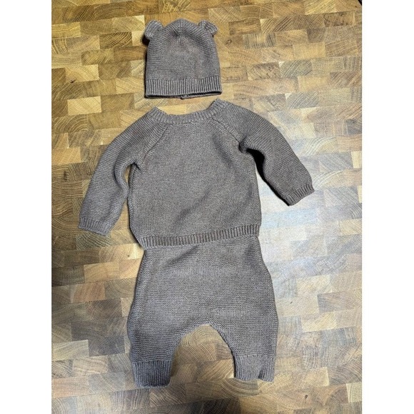 Just One You Made by Carter's Baby‎ Bear Ear Knit Sweater Pants Hat Set NB Brown - Picture 6 of 7